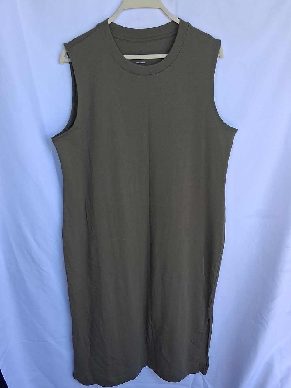 Everlane The Weeckend Tank Dress L Green 100% Organic